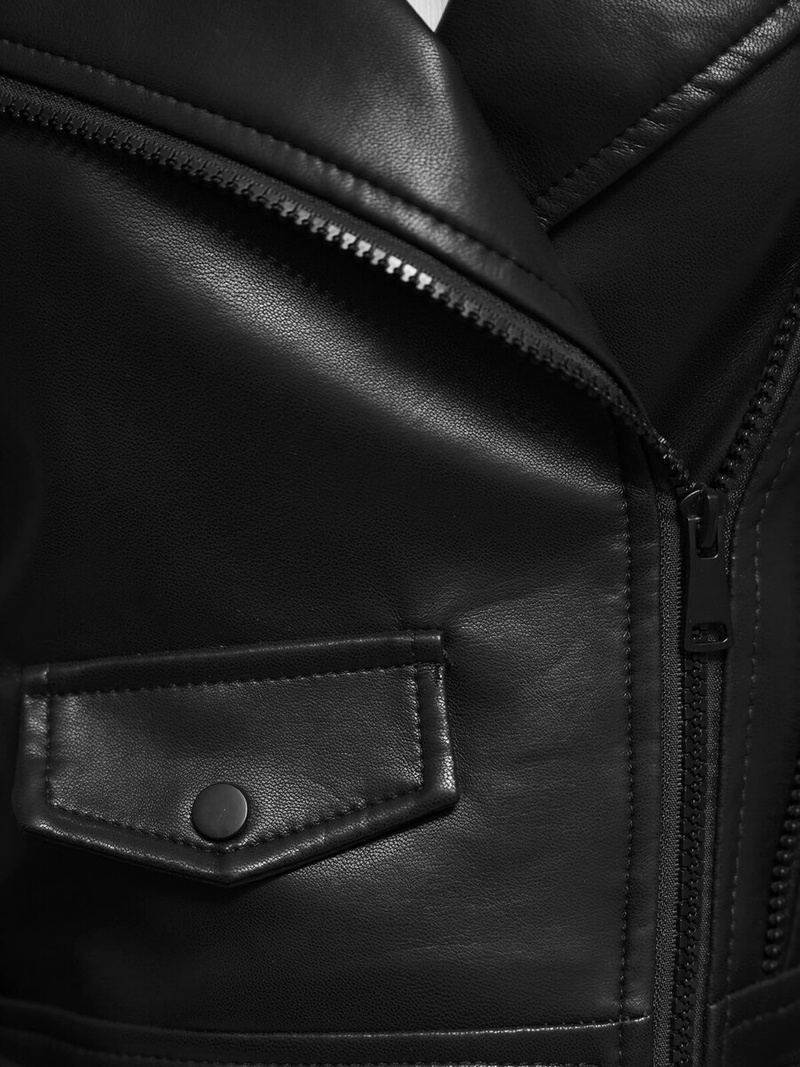 Női Bőrdzseki Fekete OZONEE JS/11Z8128