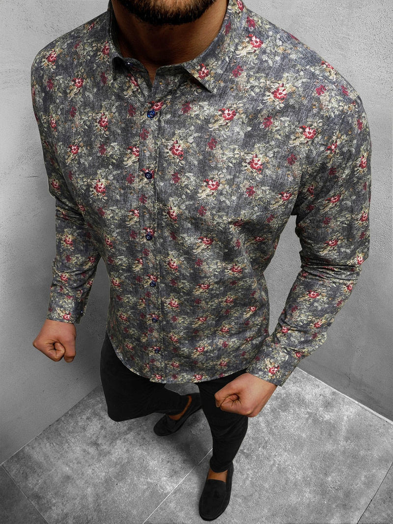 Férfi Ing Színes OZONEE O/2122