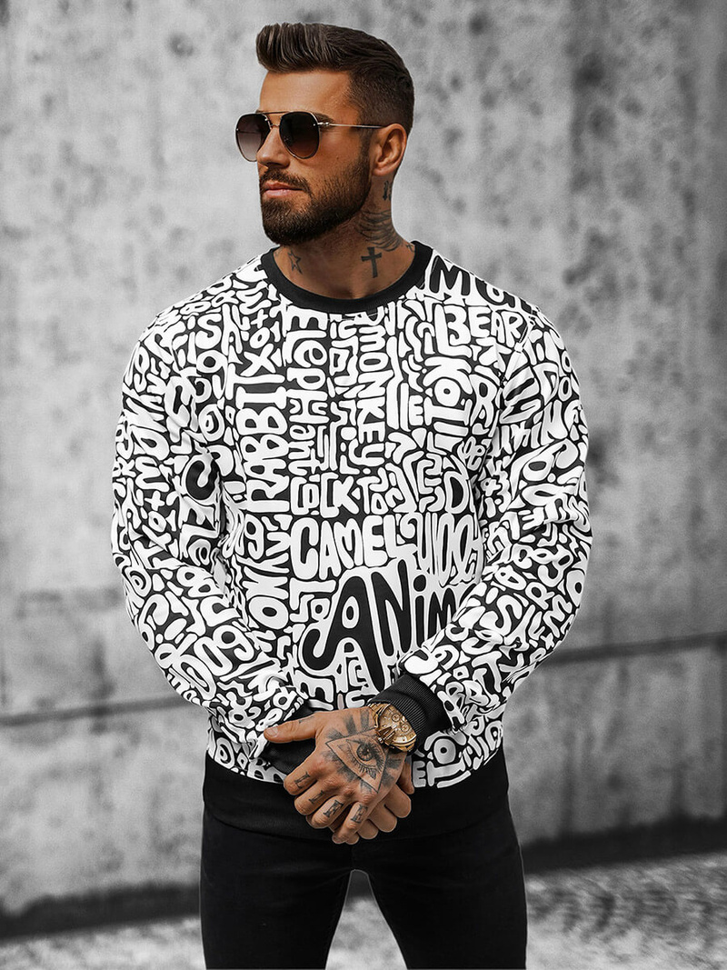 Férfi Pulóver Fehér OZONEE JS/8B1131/1