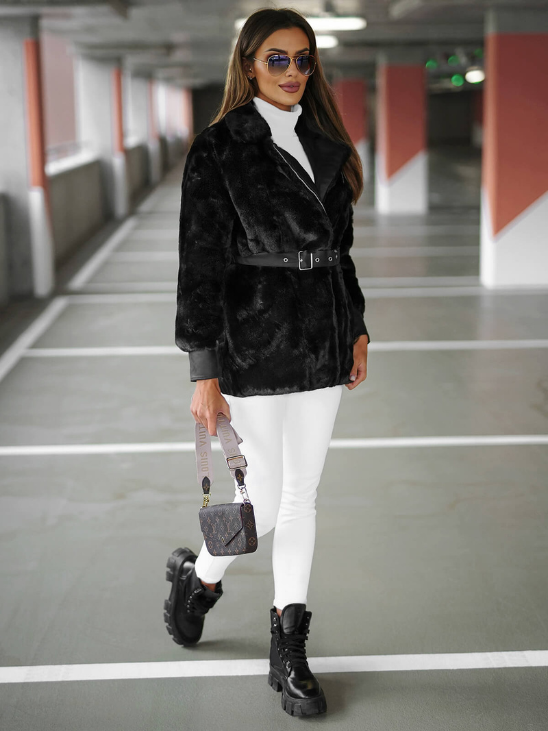 Női téli kabát fekete OZONEE JS/11Z8075Z