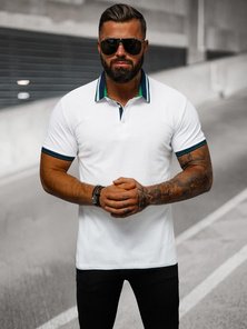 Férfi galléros póló fehér OZONEE O/DA729