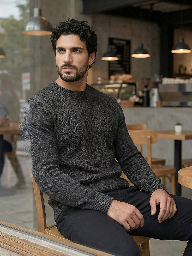 Férfi Pulóver Grafit OZONEE JS/59B3610/5