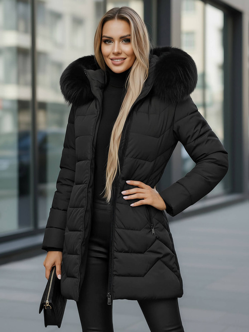 Női téli kabát fekete OZONEE JS/16M9121/392Z