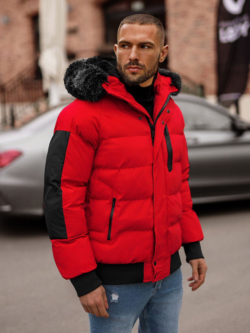 Férfi Steppelt Kabát Piros OZONEE O/M798Z