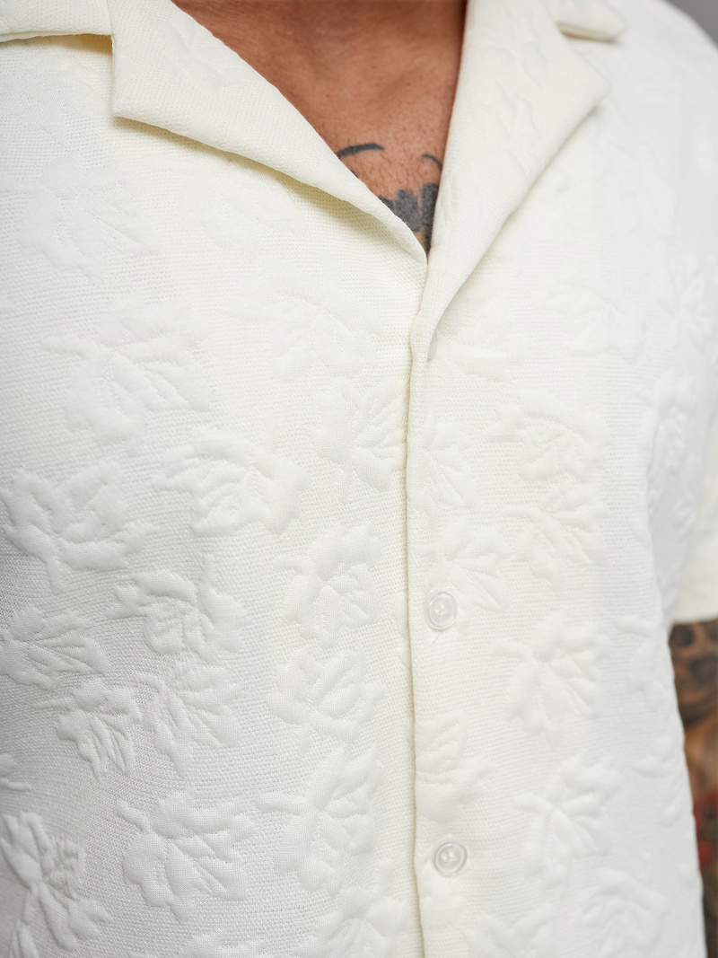 Férfi ing rövid ujjal ecru OZONEE O/B2258