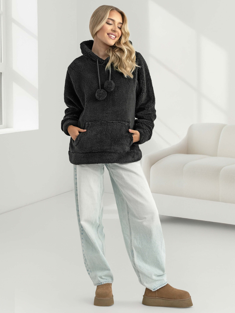 Női kapucnis pulóver fekete OZONEE JS/HH192/3