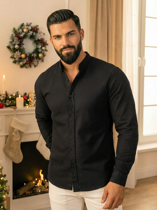 Férfi Ing Fekete OZONEE O/V121Z