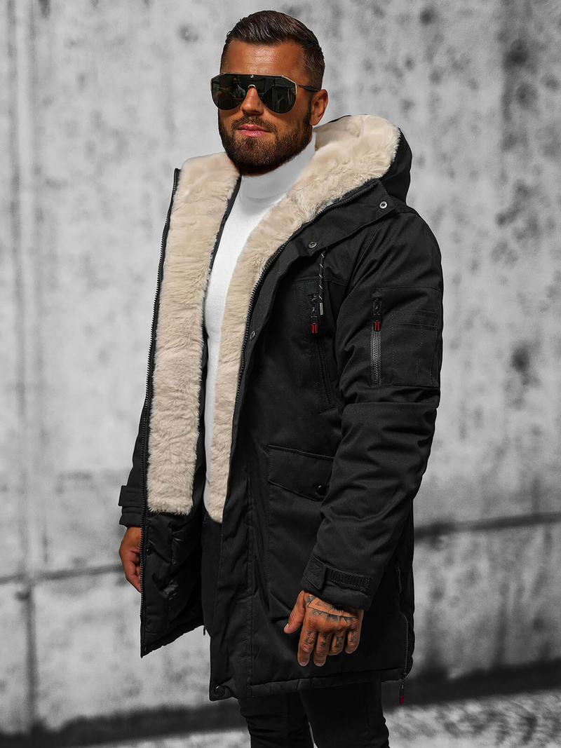 Férfi téli parka kabát fekete OZONEE JS/5M3123/392