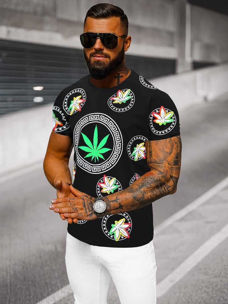 Férfi Póló Fekete OZONEE O/T135/3