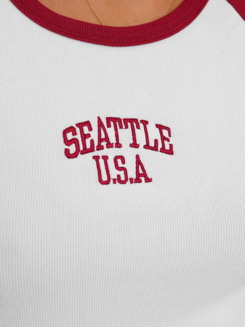 Női polo fehér-piros OZONEE JS/R61627