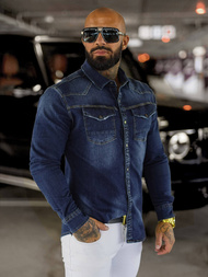 Férfi farmer ing kék OZONEE O/51412