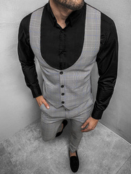 Férfi szett - mellény és chino nadrág Szürke OZONEE DJ/5552