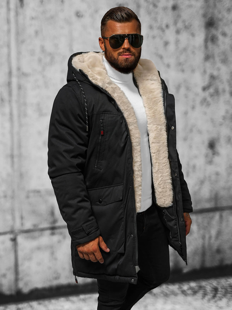 Férfi téli parka kabát fekete OZONEE JS/5M3123/392