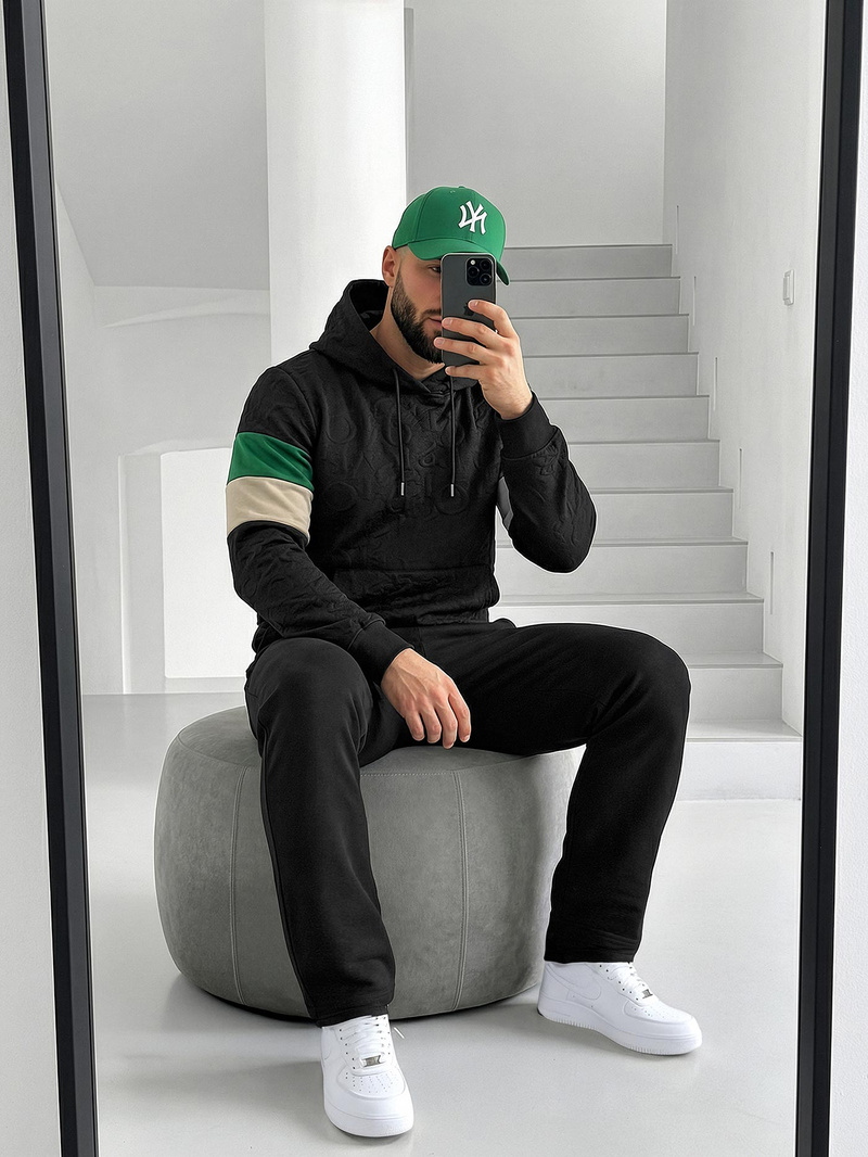 Férfi kapucnis felső fekete OZONEE JS/3B578