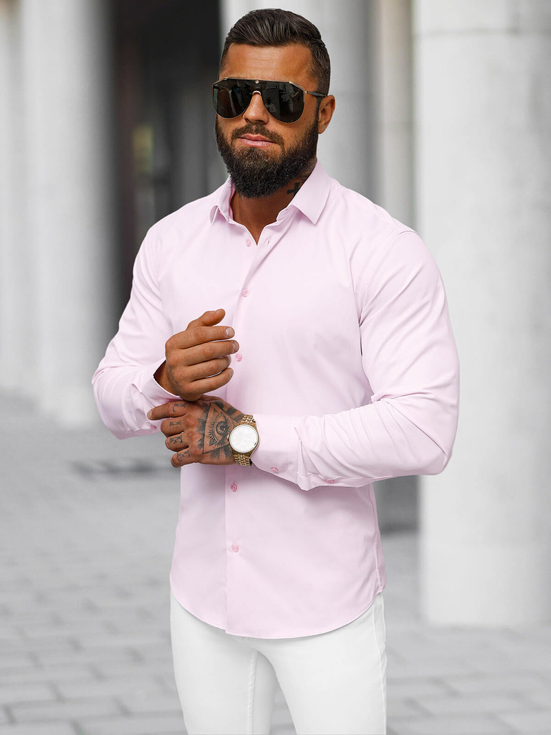 Férfi Ing Világos-Rózsaszín OZONEE O/V110