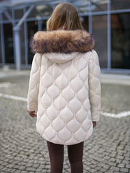 Női téli kabát ecru OZONEE JS/5M3226/62B