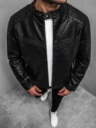 Férfi bőrdzseki fekete OZONEE JB/JP1128Z