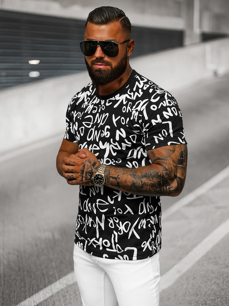 Férfi Póló Fekete OZONEE O/T1268/3