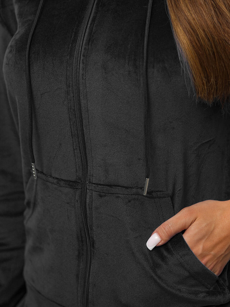 Női Melegítő Szett Velúr Fekete OZONEE JS/8C1176/3Z