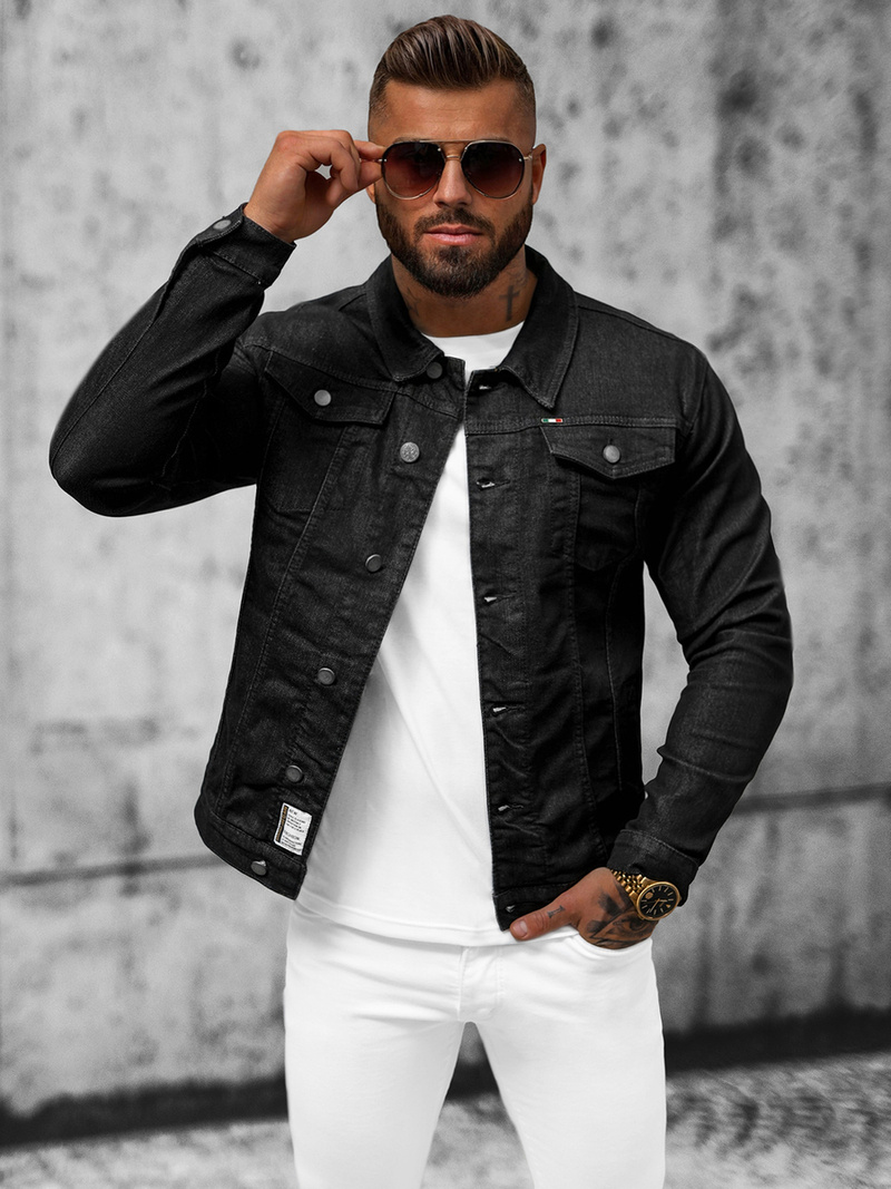 Férfi farmer dzseki fekete OZONEE NB/MJ510NZ