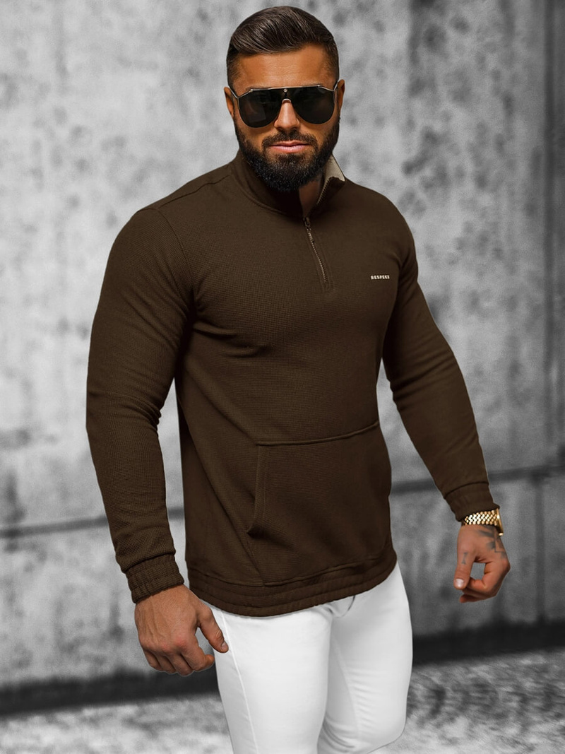 Férfi pulóver barna OZONEE O/TB2302