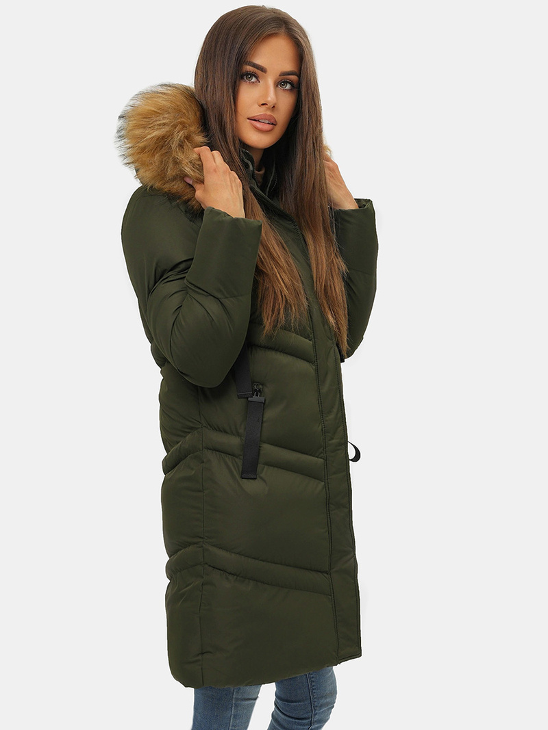 Női téli kabát Sötét-Zöld OZONEE JS/M731/136
