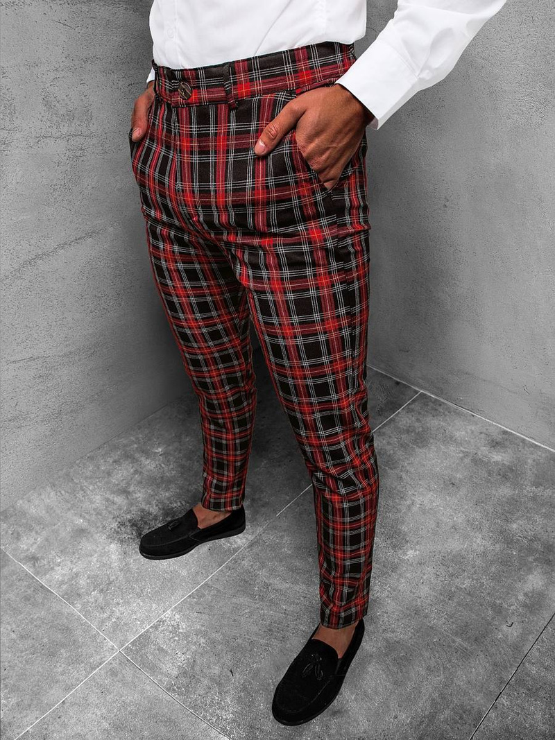 Férfi chino nadrág Fekete-piros OZONEE DJ/5582