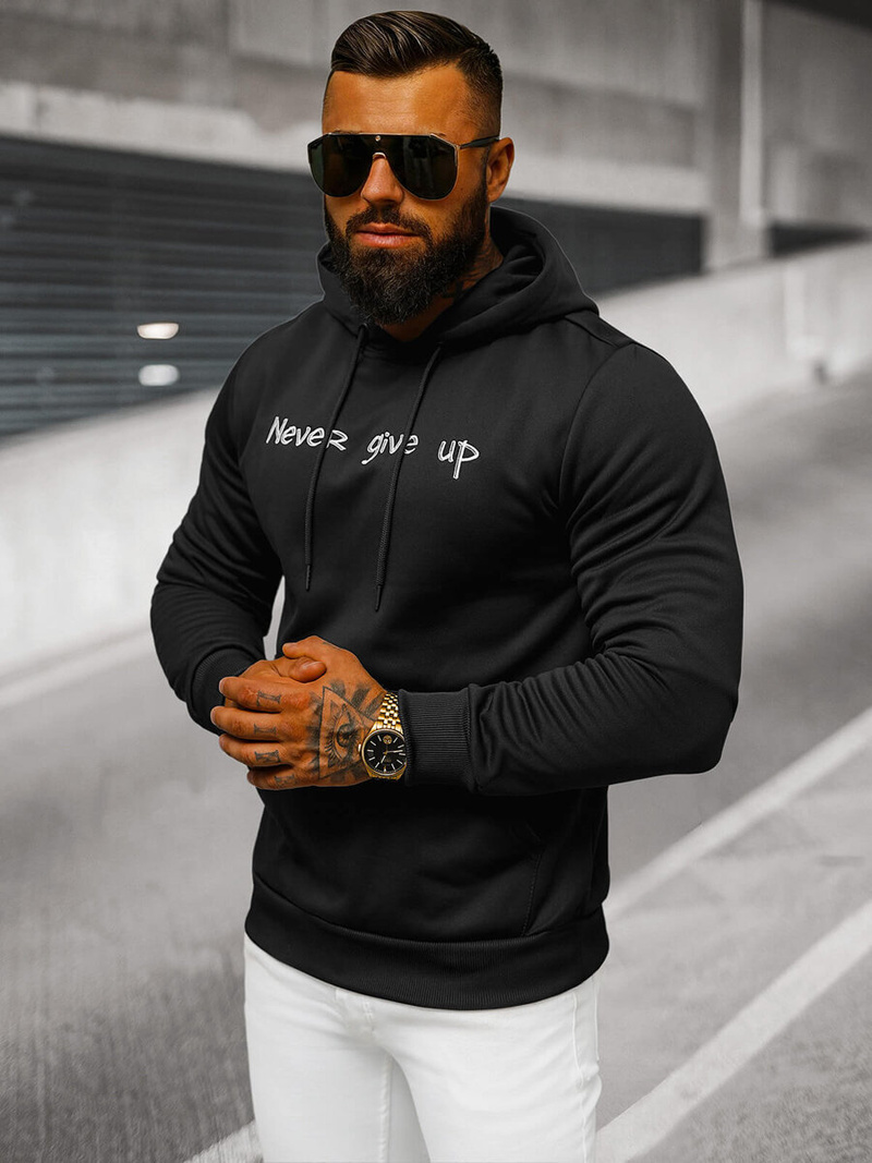 Férfi kapucnis felső fekete OZONEE JS/27B6512/3