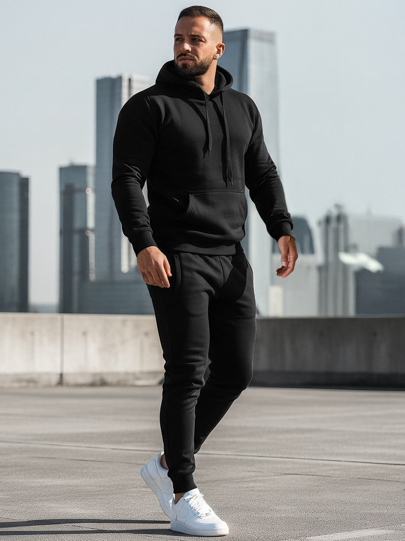 Férfi melegítő együttes Fekete OZONEE JS/68C10381/3Z