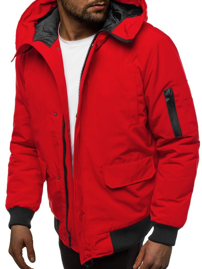 Férfi téli kabát piros OZONEE JS/2019005