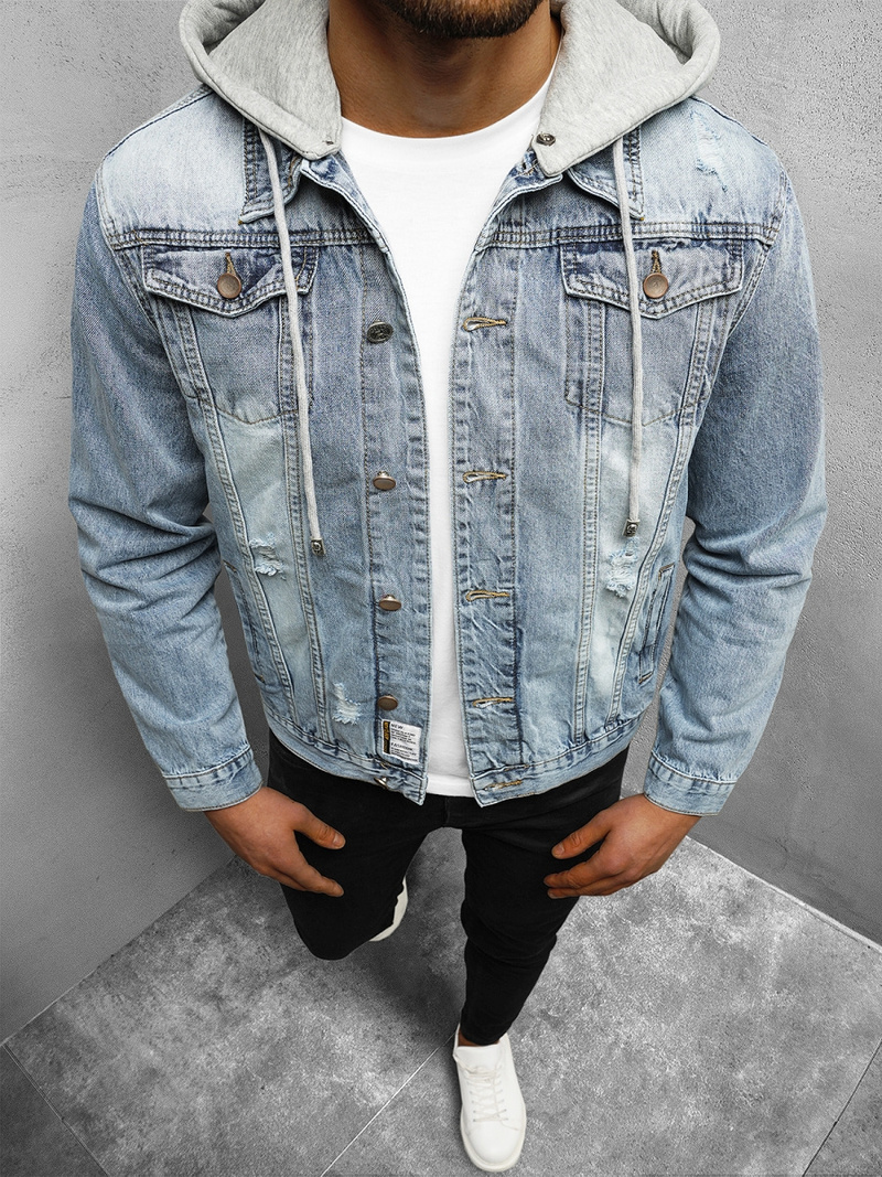 Férfi farmer dzseki világos-kék OZONEE NB/MJ505BC