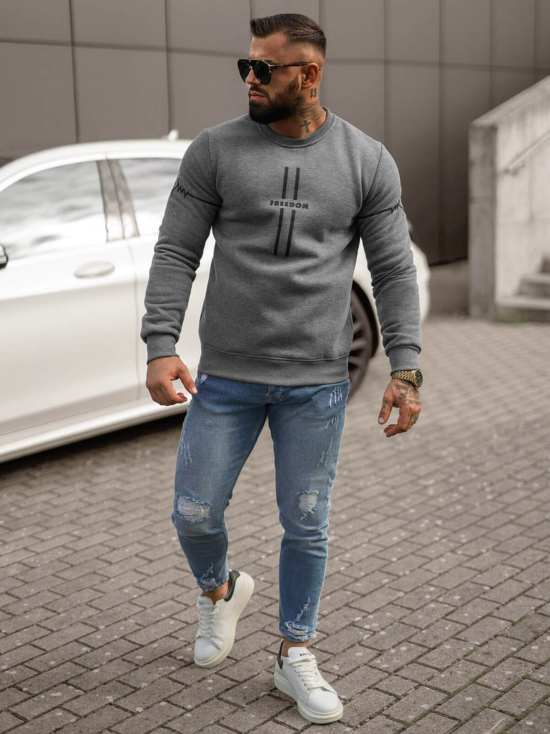 Férfi Melegítő Felső Grafit OZONEE JS/8B1358/5