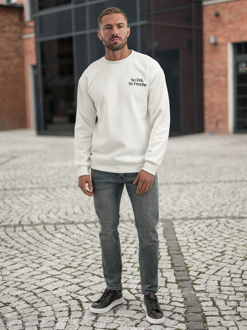 Férfi Pulóver Fehér OZONEE JS/65B3918/1