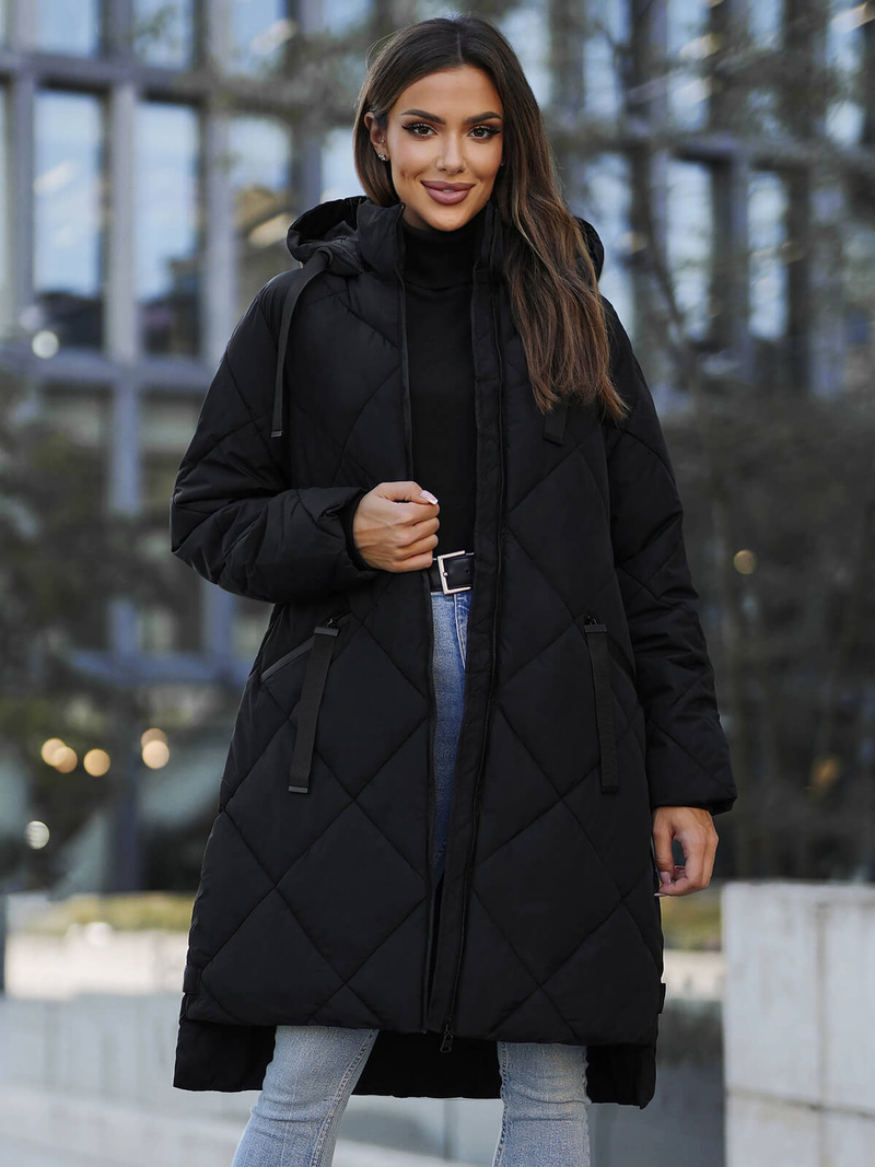 Női téli kabát fekete OZONEE JS/5M3168/392