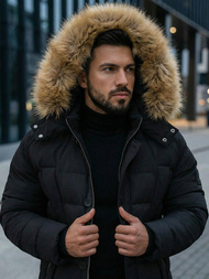 Férfi Steppelt Kabát Fekete OZONEE JS/5M3122/392Z