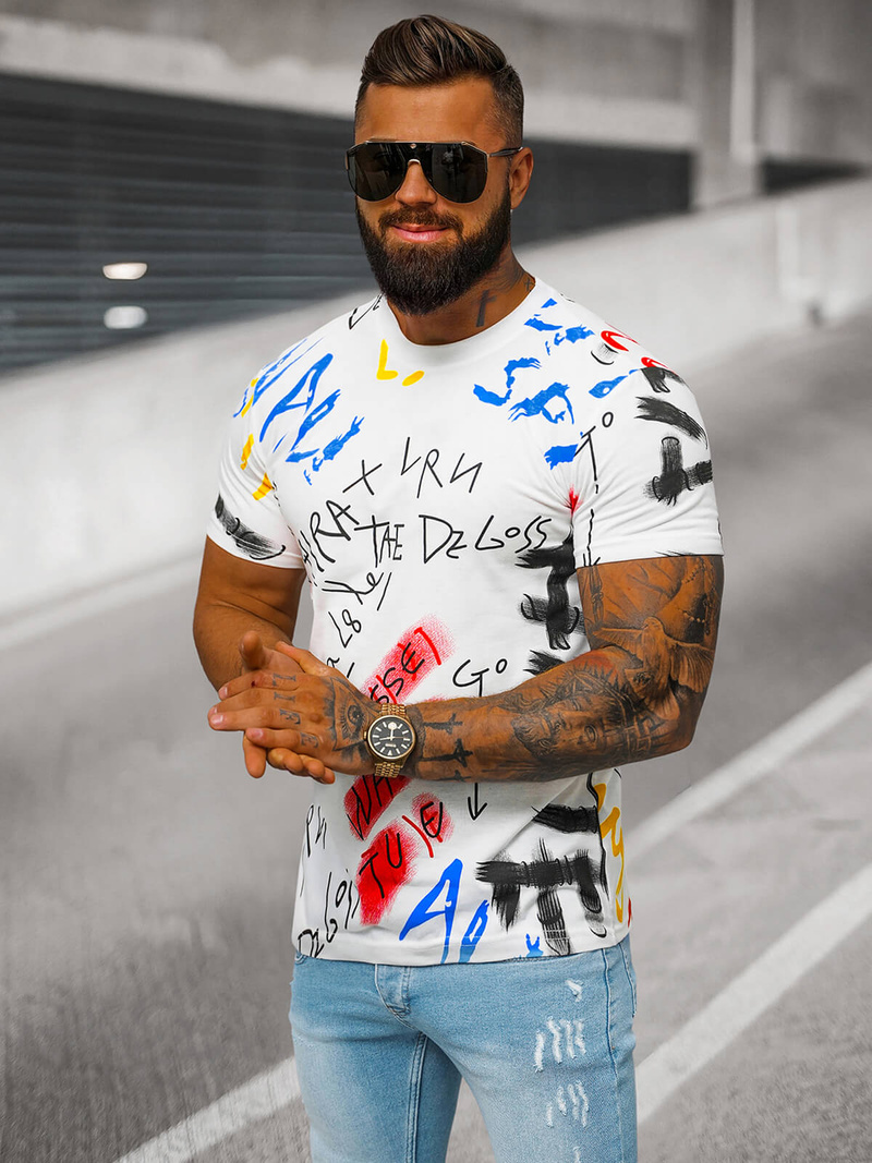 Férfi Póló Fehér OZONEE JS/8T1211/1