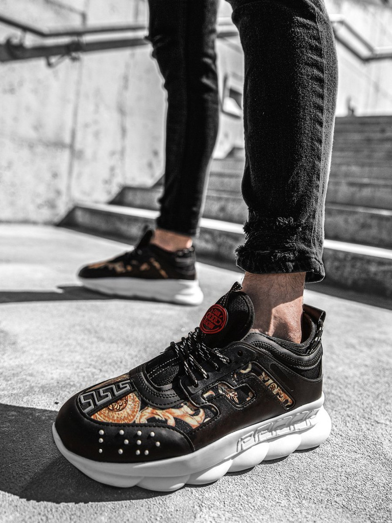 magas sneakersek fekete-bézs OZONEE G/2020