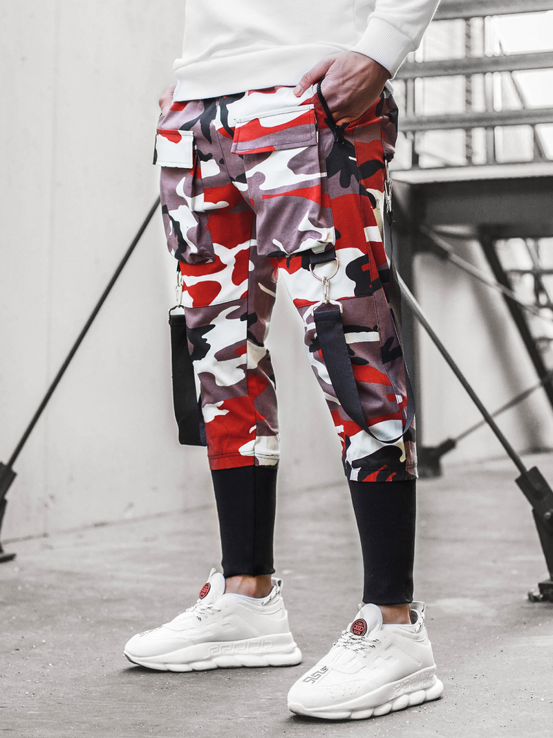 Férfi nadrág jogger bordó-bézs OZONEE G/11133