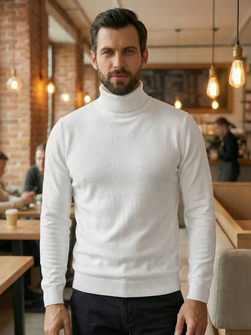 Férfi pulóver fehér OZONEE JS/59B3603/1