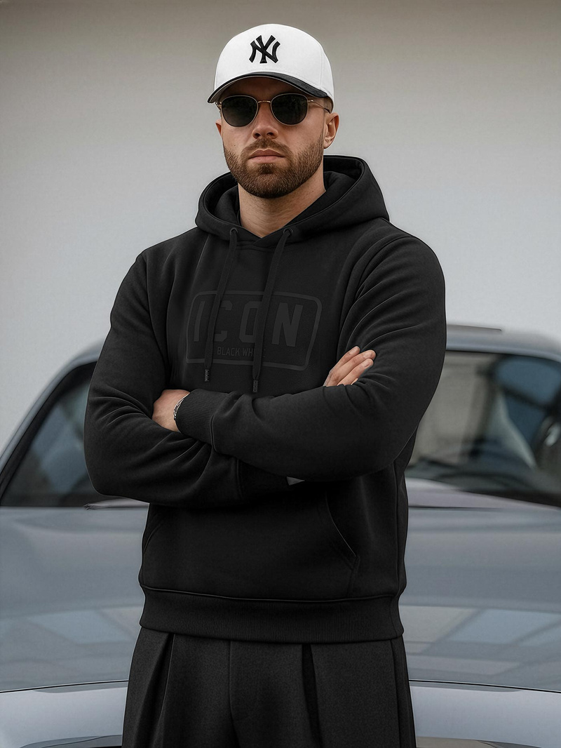 Férfi kapucnis felső fekete OZONEE JS/8B1975/3