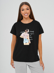 Női polo fekete OZONEE JS/95T2573/3