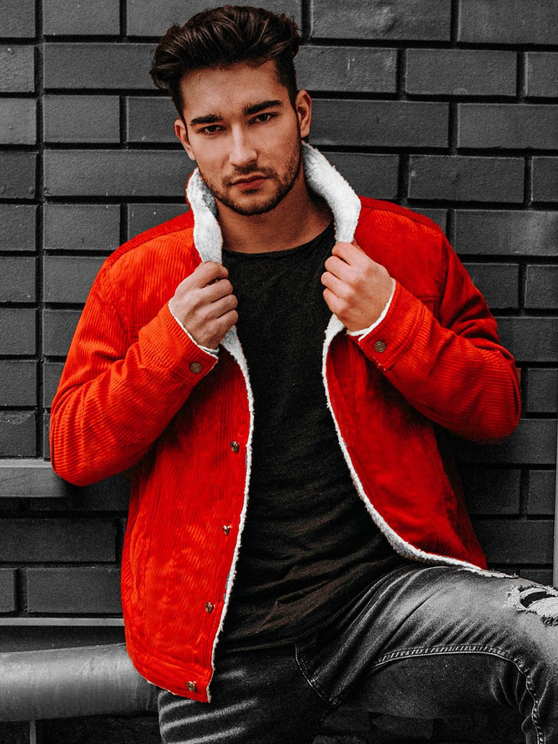 Férfi farmer dzseki narancs OZONEE JB/JP1179/3Z