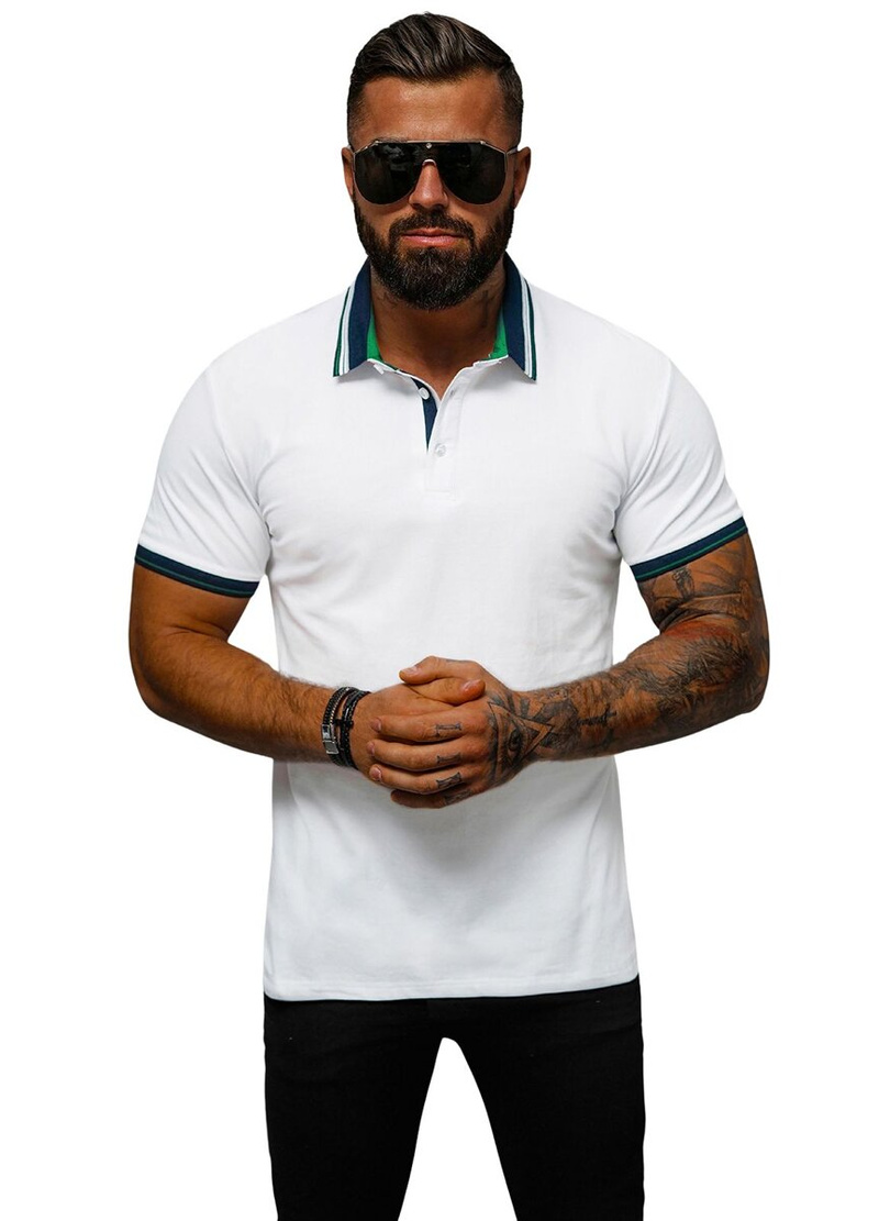 Férfi galléros póló fehér OZONEE O/DA729