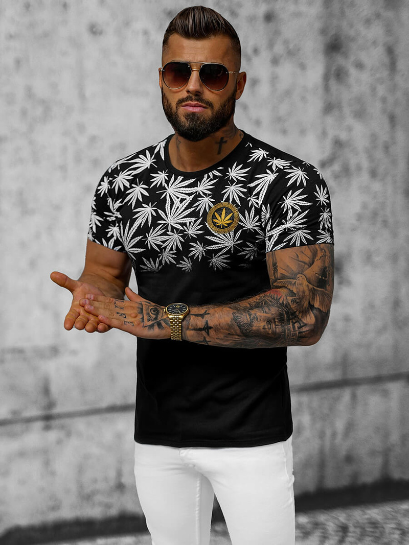 Férfi Póló Fekete OZONEE O/T133/3