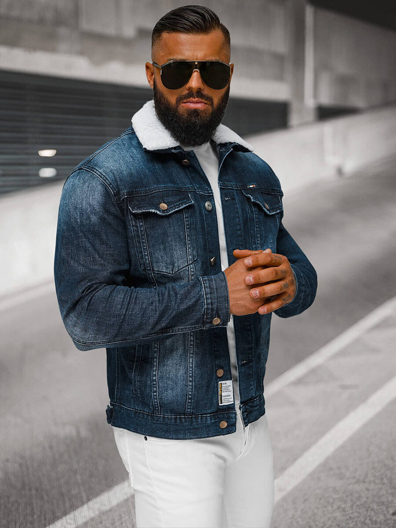 Férfi Farmer Dzseki SHERPA Sötét-Kék OZONEE NB/MJ516BSZ