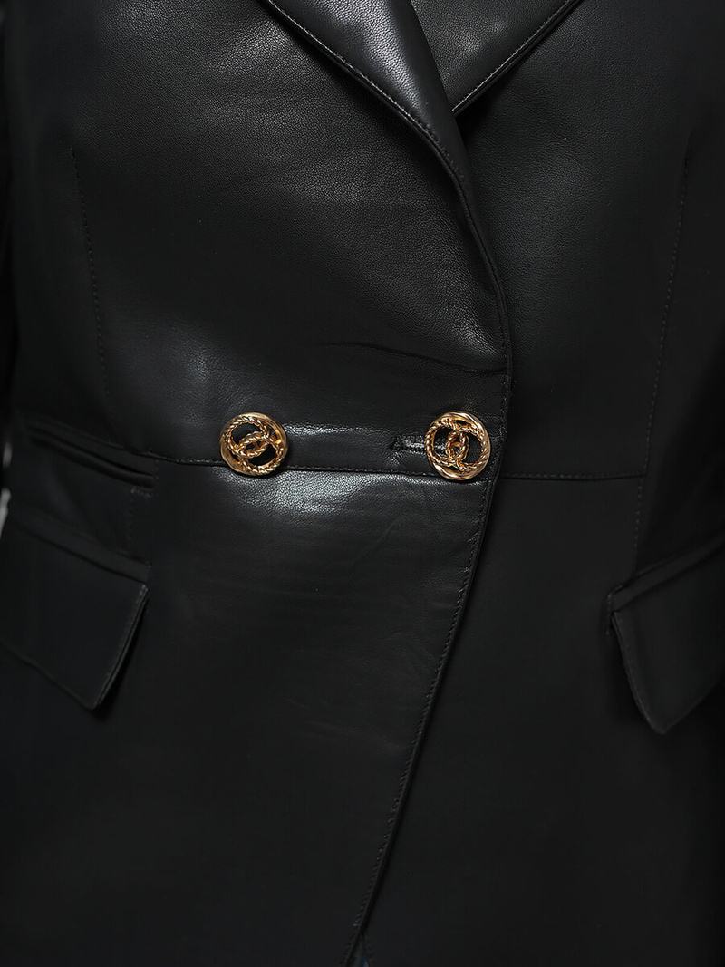 Női Bőrdzseki Fekete OZONEE JS/11Z8121