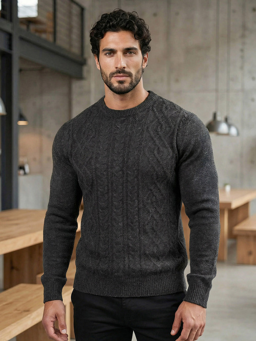 Férfi Pulóver Grafit OZONEE JS/59B3610/5