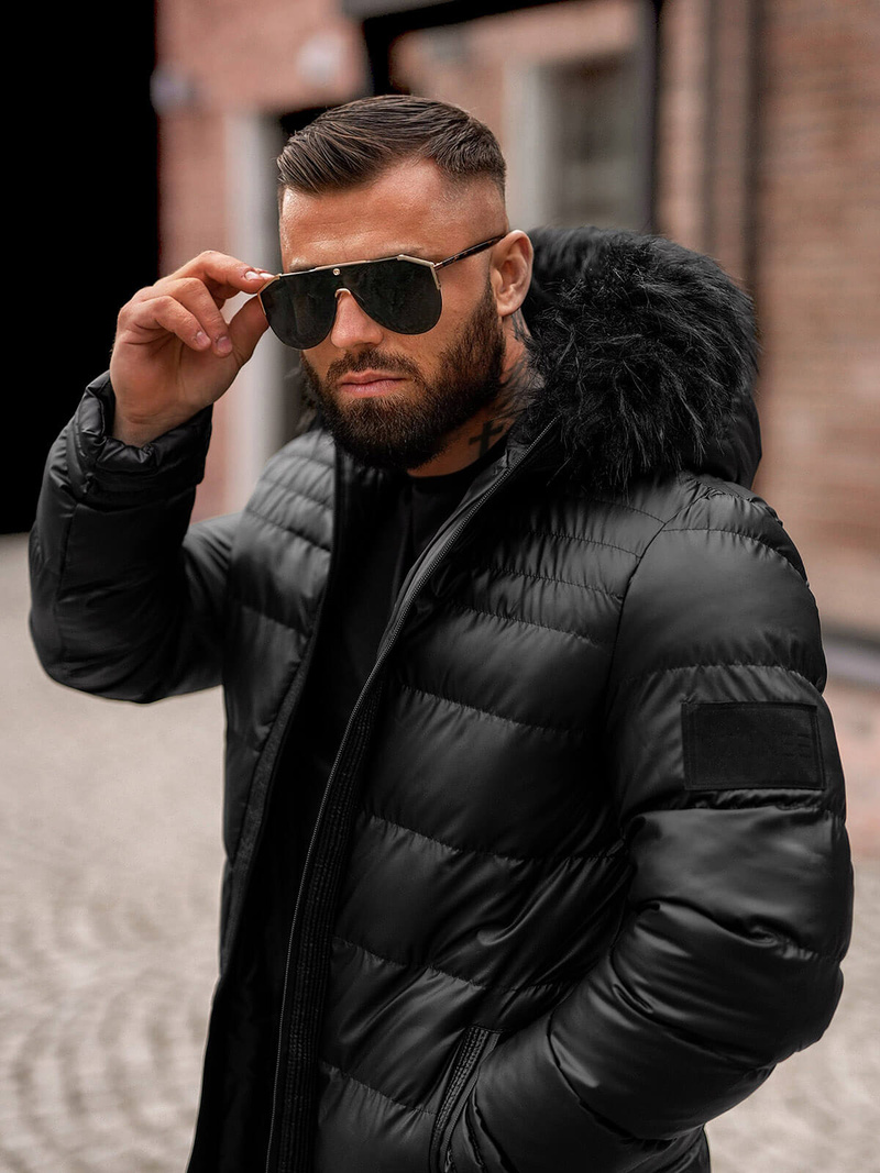 Férfi téli kabát fekete OZONEE O/M801Z