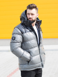 Férfi steppelt téli kabát szürke OZONEE N/6462