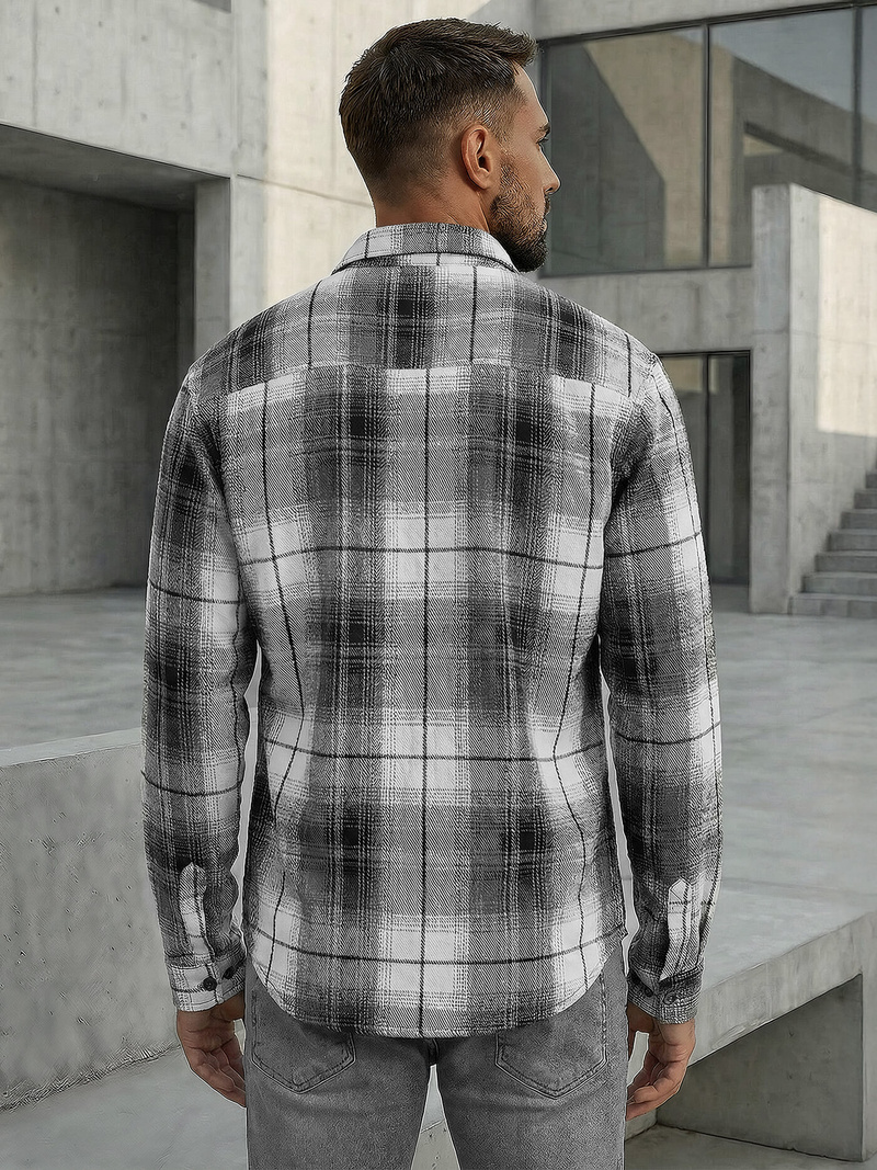 Férfi Ing fekete-fehér OZONEE NB/MC728N/4Z